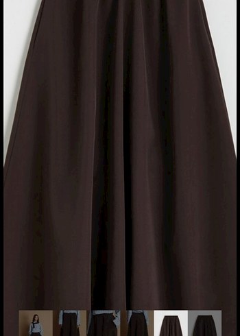 Dökümlü tensel kumaş kahverengi Etek - Görsel 2