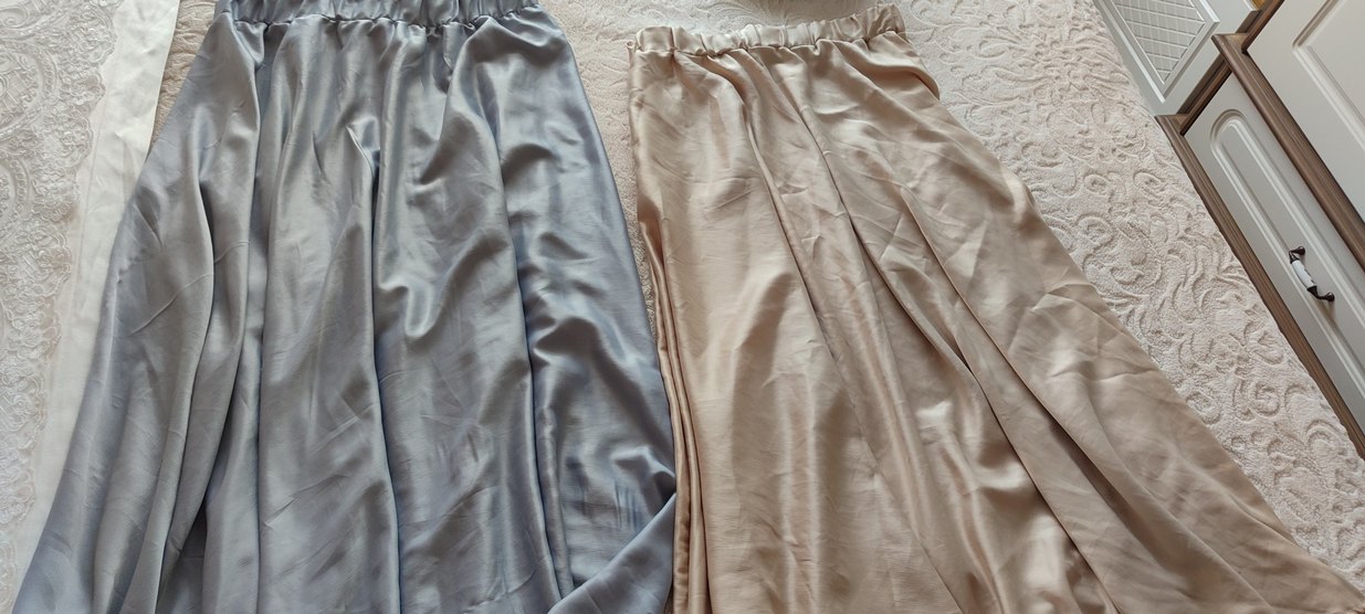 Uzun, Salaş Kesim, Dökümlü Kadın Etek saten özel dikim - Görsel 2