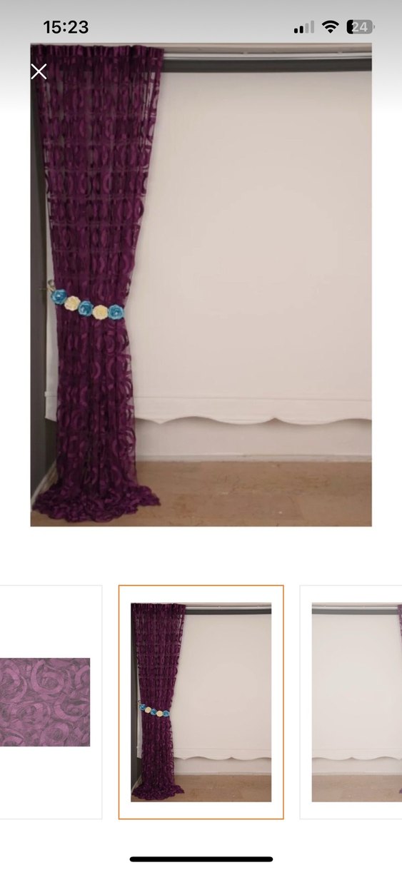 Mor Nakışlı Modern ip perde - Görsel 2