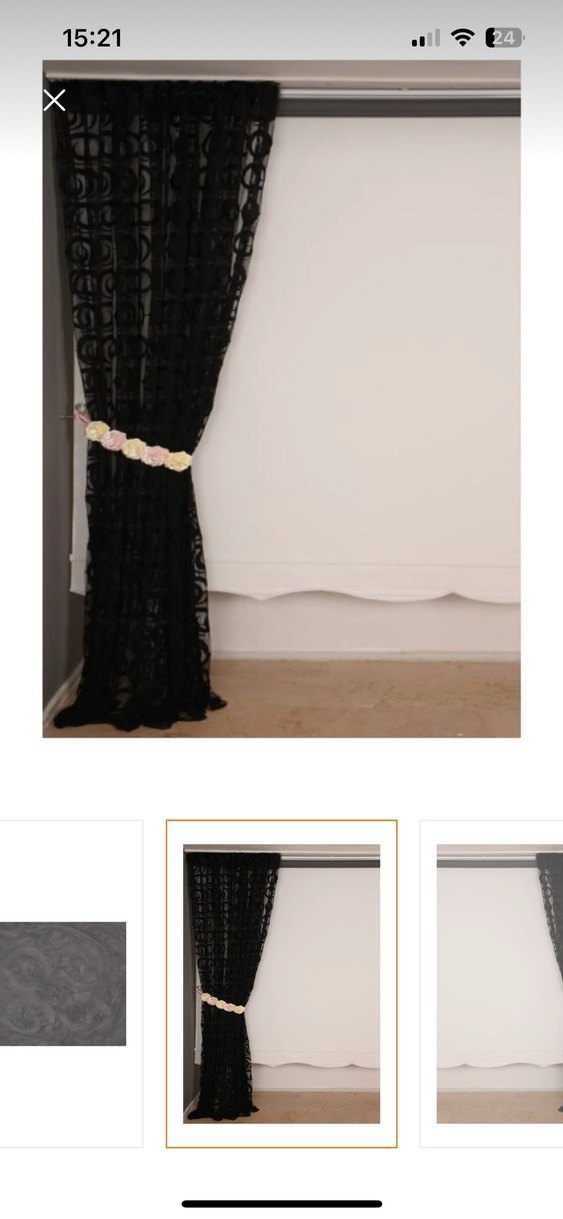 Siyah Nakışlı Gotik ip perde - Görsel 2