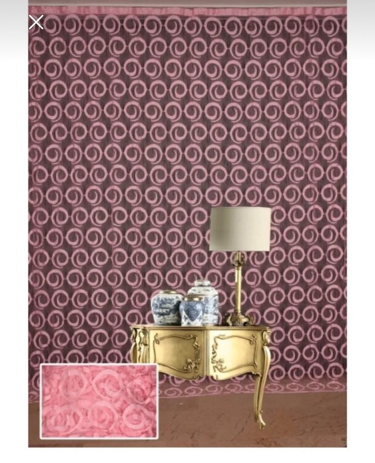 Nakışlı Pembe Perde Takımı defolu ürün - Görsel 3