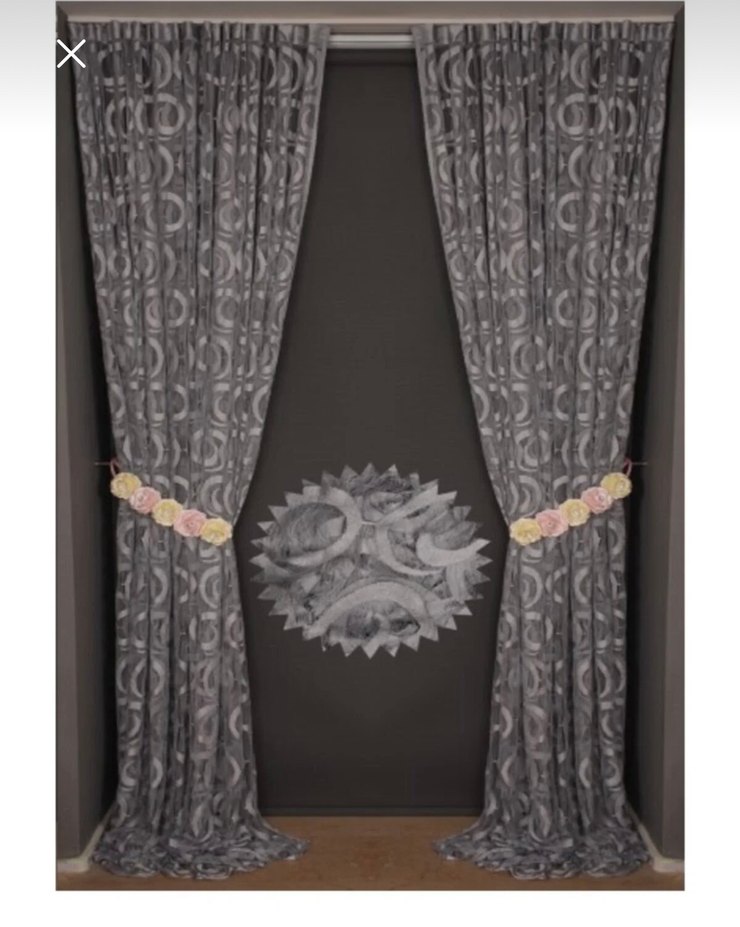 Gri Nakışlı Modern Perde - Görsel 2