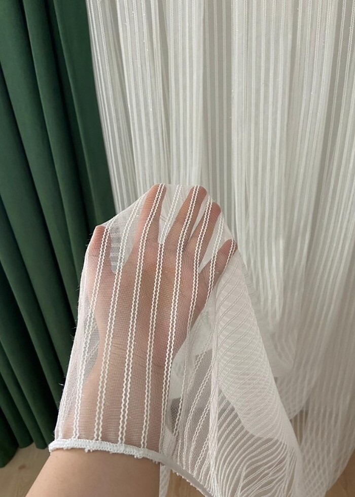 Tül perde simli cizgili - Görsel 2