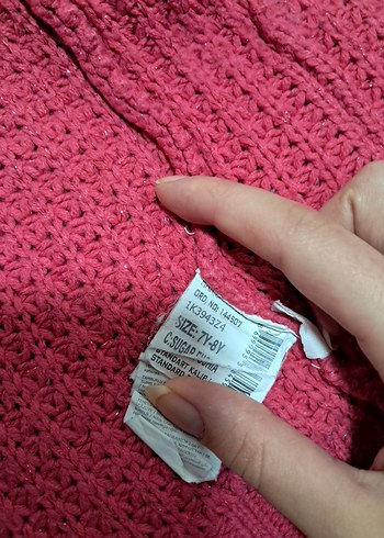 Kız Çocuk Pembe Örgü Hırka Nakışlı - Görsel 11