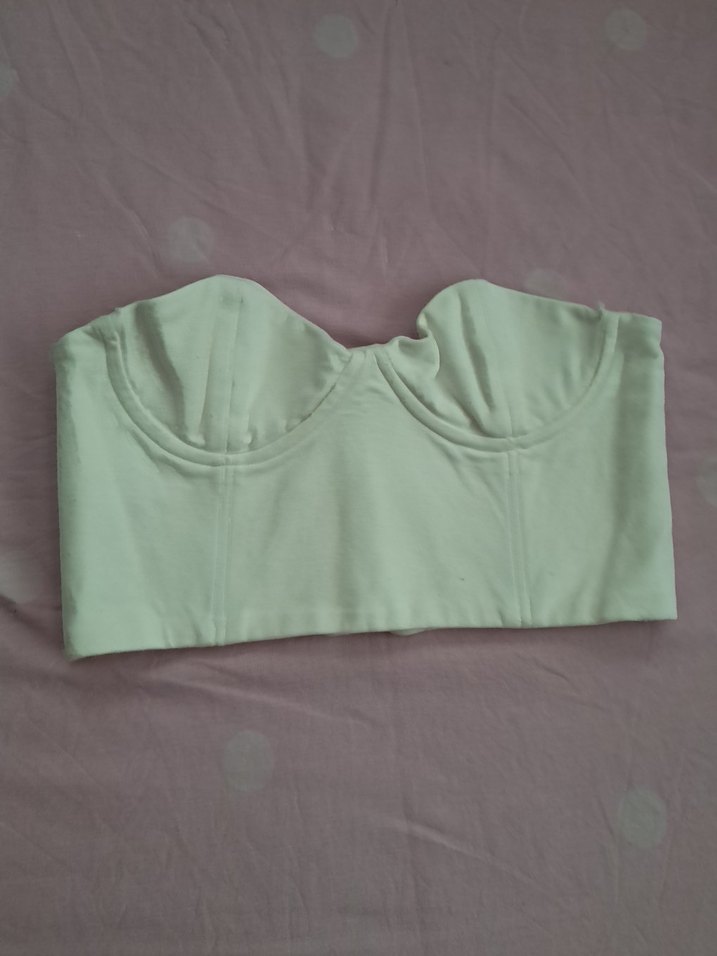 Bej Straplez Midi Büstiyer - Görsel 2