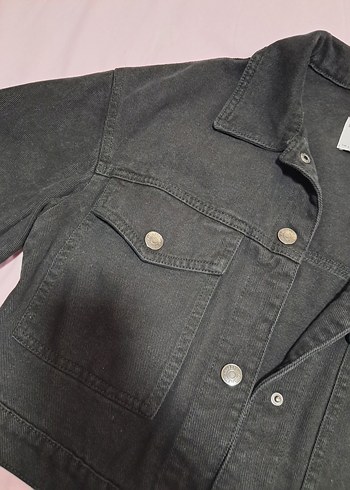 Siyah Düğmeli Kadın Denim Ceket - Görsel 8