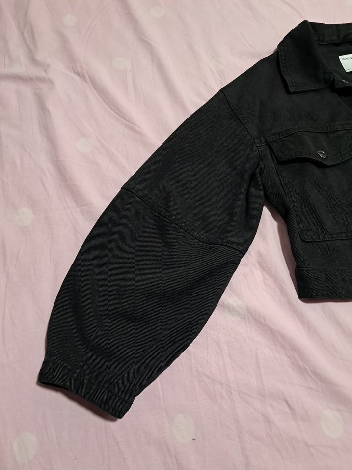 Siyah Düğmeli Kadın Denim Ceket - Görsel 5