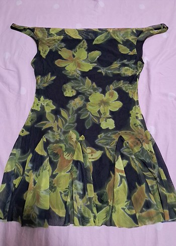 Desenli Mini Elbise - Görsel 4