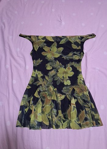 Desenli Mini Elbise - Görsel 2