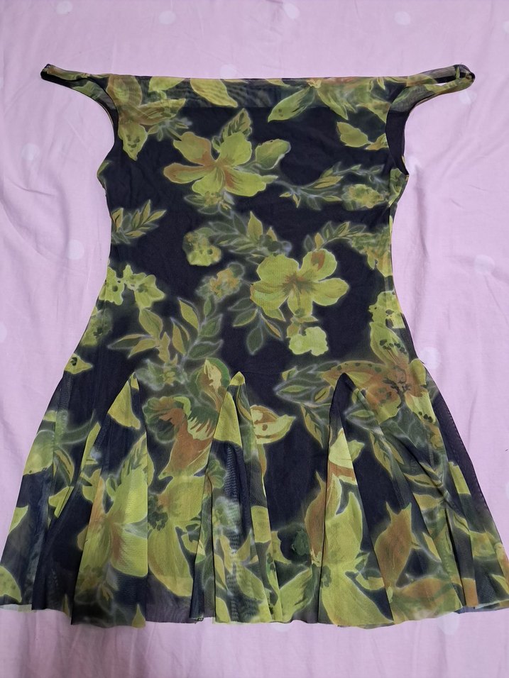 Desenli Mini Elbise - Görsel 4