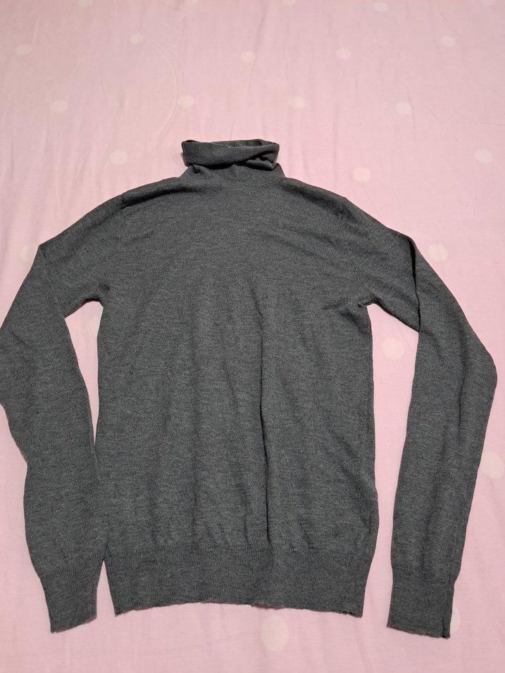 Gri Boğazlı Kadın Triko Kazak - Görsel 3