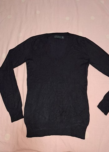 V Yaka Mavi Kadın Kazak - Görsel 5