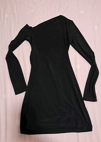 Uzun Kollu Siyah düşük omuz Elbise - Görsel 5