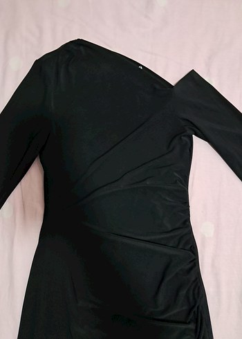 Uzun Kollu Siyah düşük omuz Elbise - Görsel 4