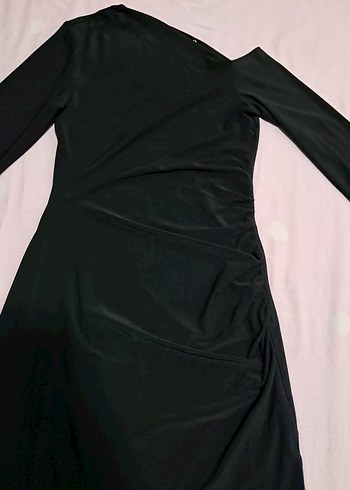 Uzun Kollu Siyah düşük omuz Elbise - Görsel 3