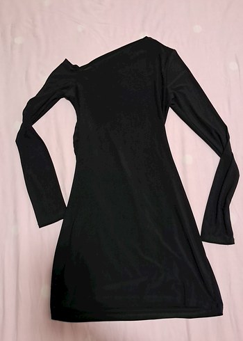 Uzun Kollu Siyah düşük omuz Elbise - Görsel 6