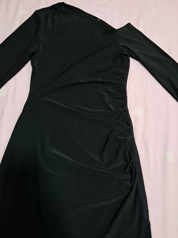 Uzun Kollu Siyah düşük omuz Elbise - Görsel 3