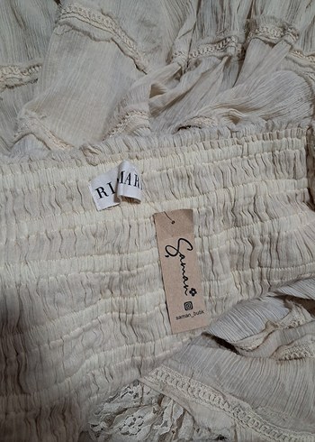 Ekru Uzun Bohem Fırfırlı Keten Etek - Görsel 11