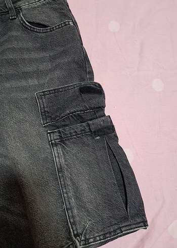 Gri Kadın Kot Şort Street Wear - Görsel 5