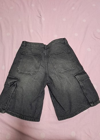 Gri Kadın Kot Şort Street Wear - Görsel 7