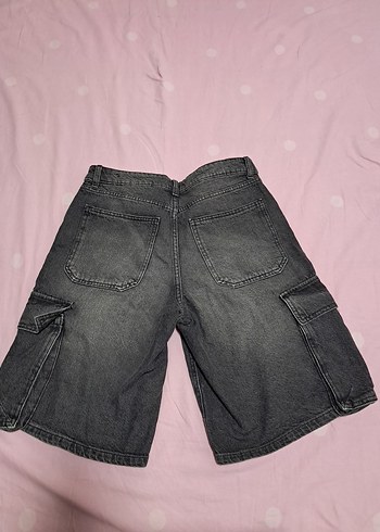 Gri Kadın Kot Şort Street Wear - Görsel 8