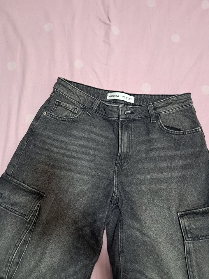 Gri Kadın Kot Şort Street Wear - Görsel 3