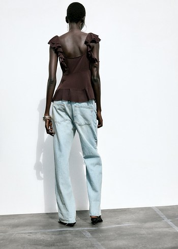 Fırfırlı V Yaka Bluz - Görsel 6