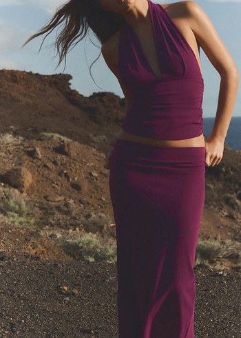 HALTER YAKA BÜZGÜLÜ TOP - Görsel 3