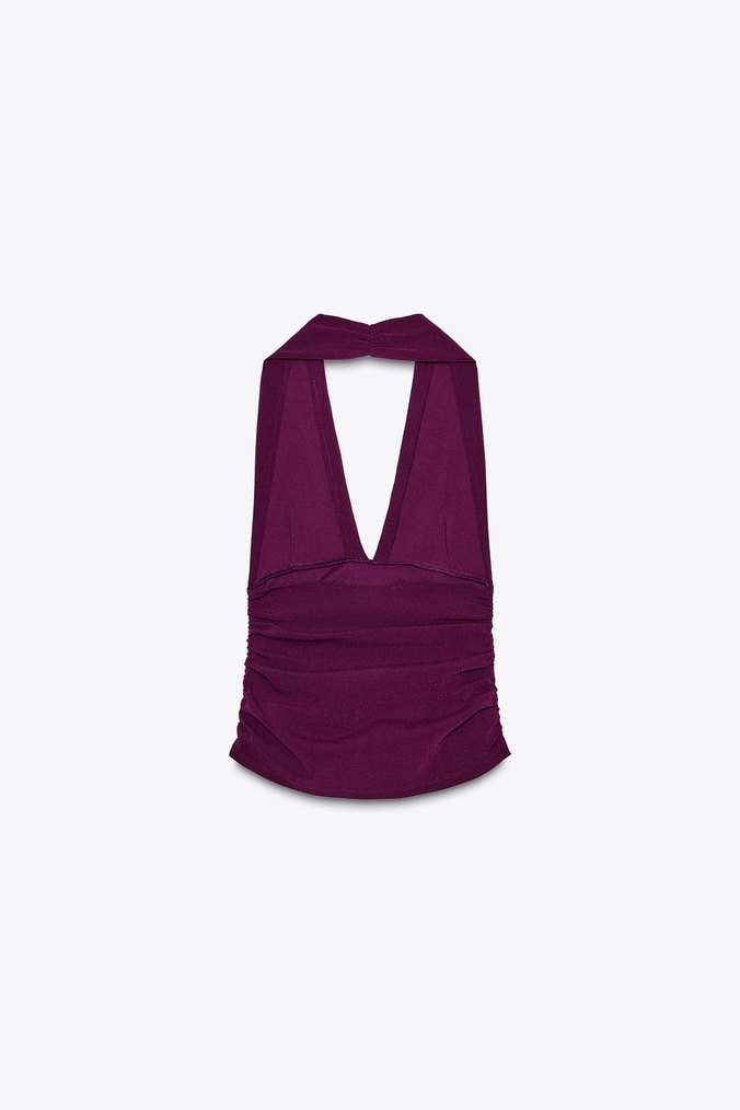 HALTER YAKA BÜZGÜLÜ TOP - Görsel 2