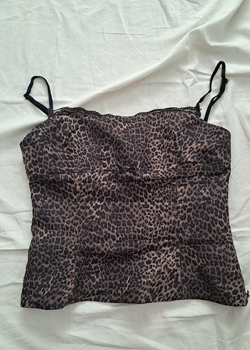 Zara Dantel Detaylı Leopar Desenli Mini Kadın Atlet