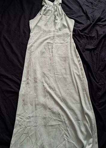 Oasis Saten Halter Yaka Midi Elbise - Görsel 5