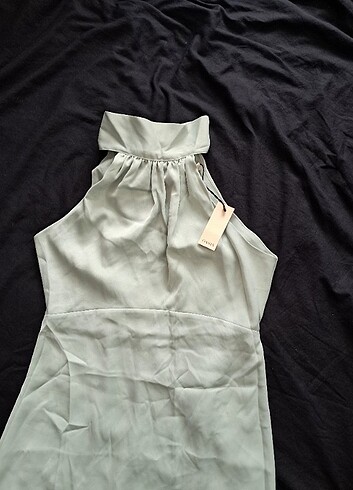 Oasis Saten Halter Yaka Midi Elbise - Görsel 7