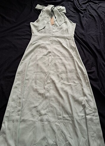 Oasis Saten Halter Yaka Midi Elbise - Görsel 11