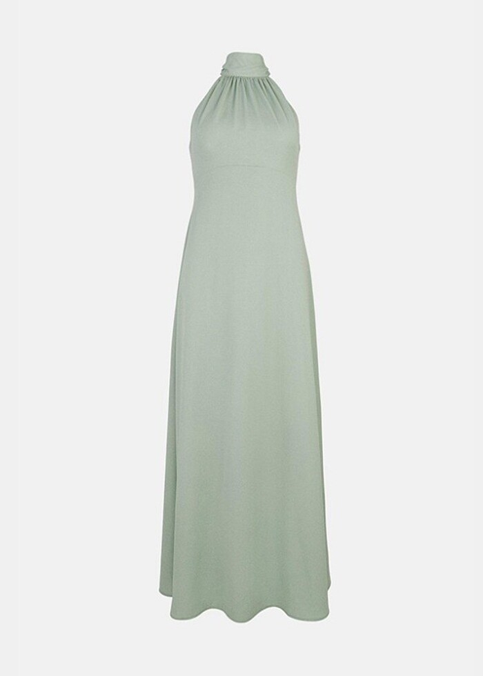 Oasis Saten Halter Yaka Midi Elbise - Görsel 4