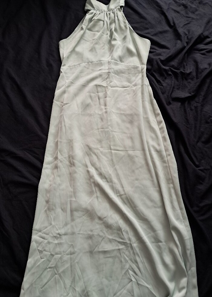 Oasis Saten Halter Yaka Midi Elbise - Görsel 5