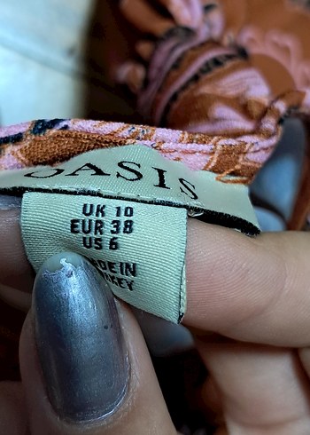 Bohem Uzun Kollu Desenli Kahverengi Elbise - Görsel 6