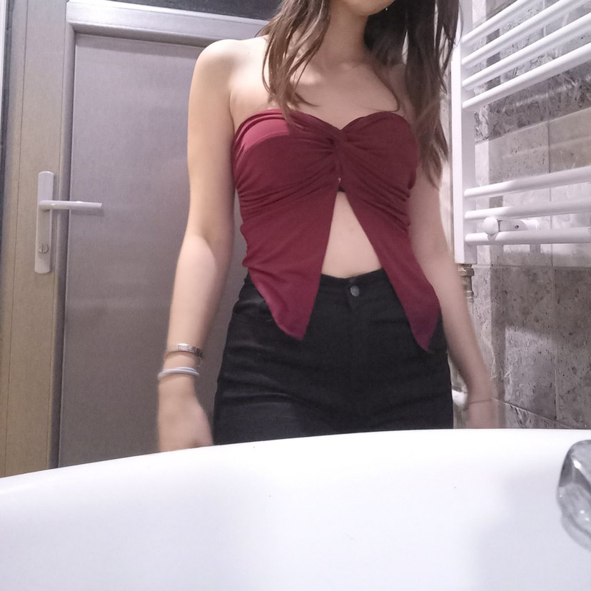 Bordo Drapeli Straplez Kadın Bustiyer - Görsel 2