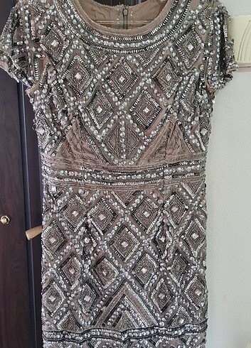 Pul payet boncuk işlemeli abiye elbise  - Görsel 6