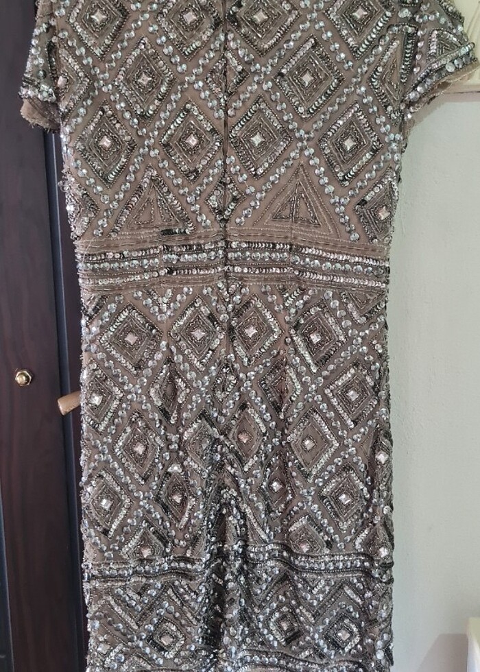 Pul payet boncuk işlemeli abiye elbise  - Görsel 3