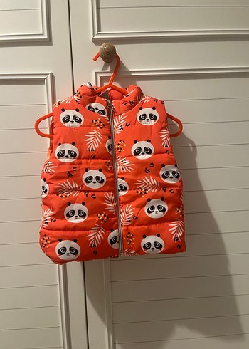 18 ay bebek Turuncu Baskılı Fermuarlı Yelek