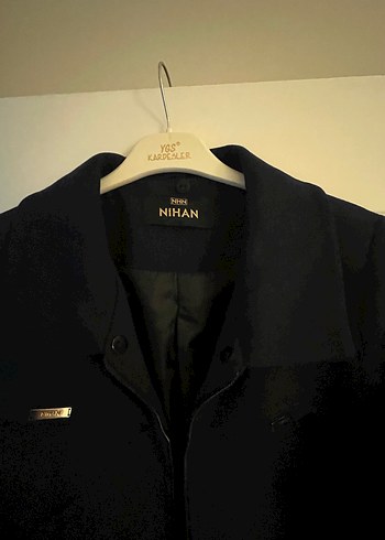 Kemerli lacivert Kadın Uzun Kaban - Görsel 2