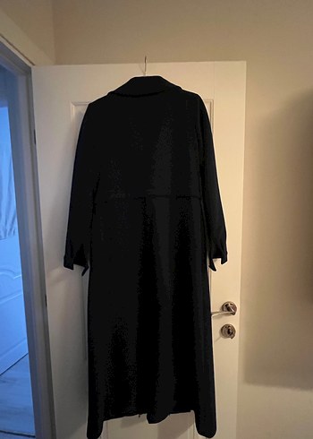 Kemerli lacivert Kadın Uzun Kaban - Görsel 3