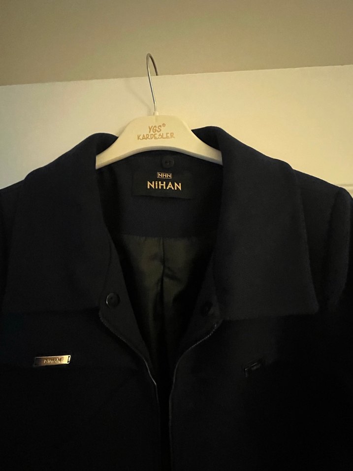 Kemerli lacivert Kadın Uzun Kaban - Görsel 2