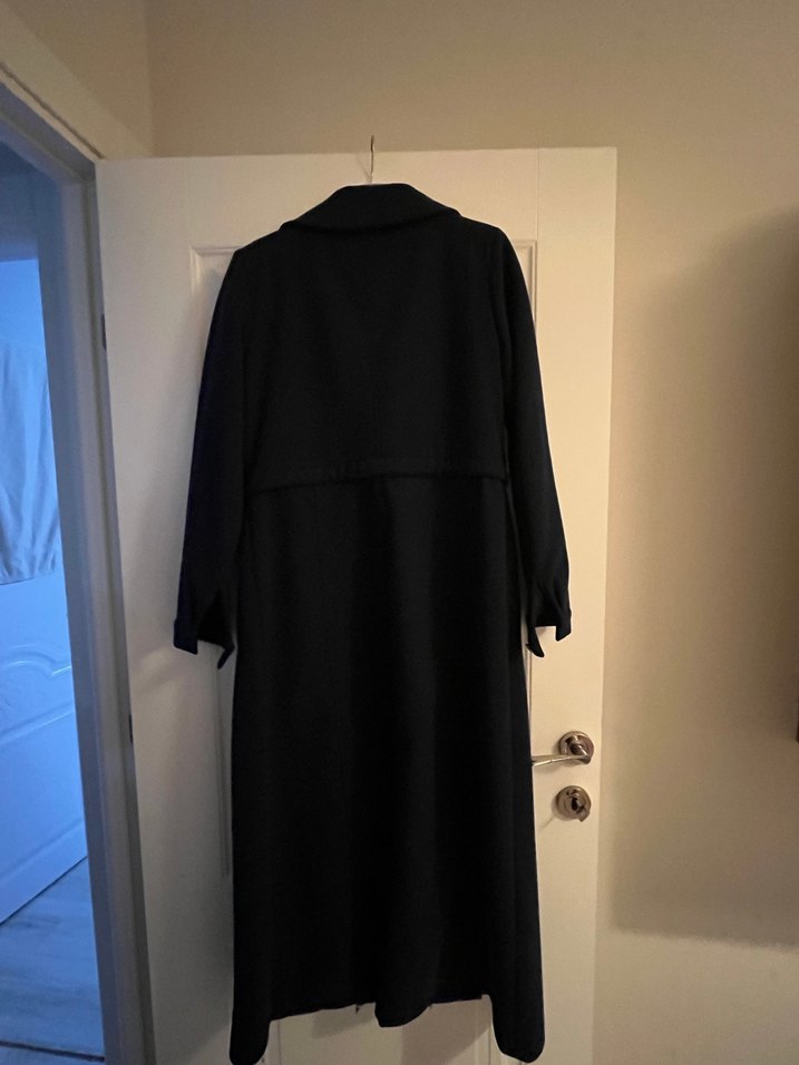 Kemerli lacivert Kadın Uzun Kaban - Görsel 3