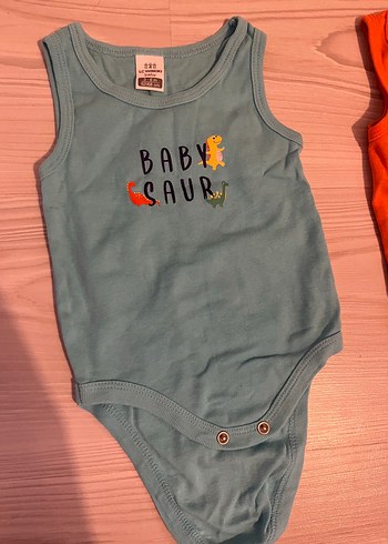3 Ay Beden 3-6 ay Renkli Pamuklu Erkek Bebek Askılı Body