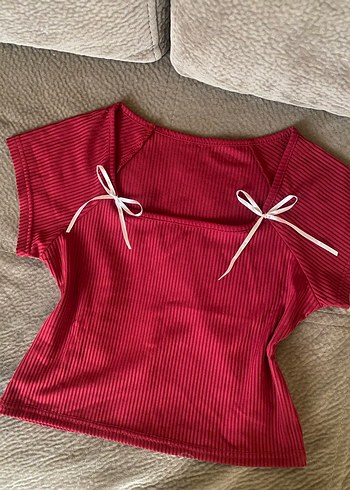 s Beden bordo Renk Y2K Bordo Crop