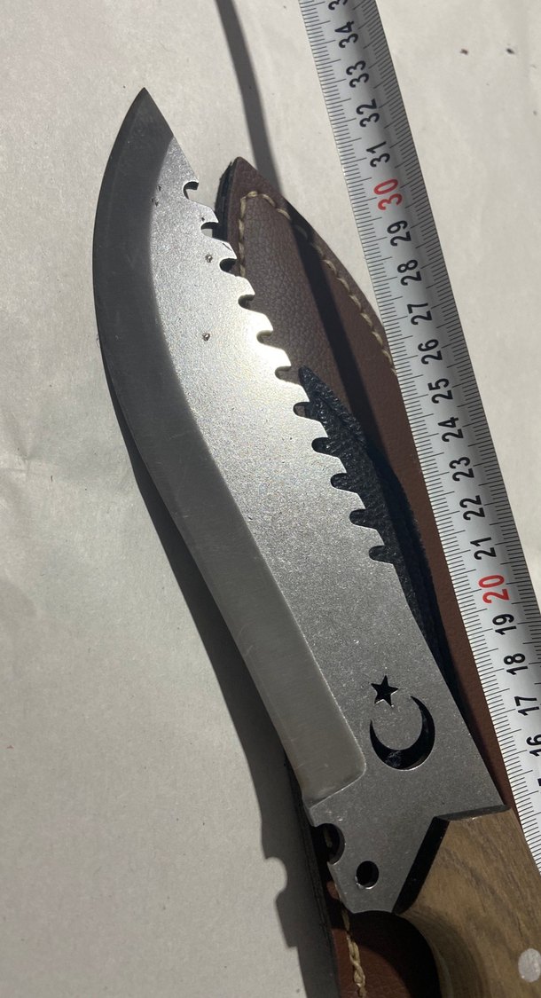 Gri ve Kahverengi Kütük Saplı Avcı Bıçağı - Görsel 3