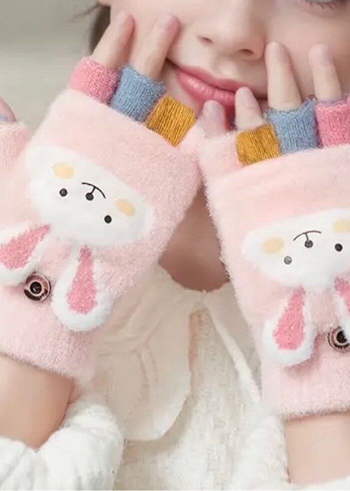 Kız çocuk eldiven 3 /10 yaş uyumlu yeni etıketlı ürün - Görsel 2