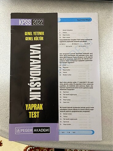 Kpss Vatandaşlık yaprak test pegem
