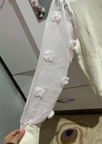 Pamuklu Beyaz Örgü Kadın Bluz - Görsel 2